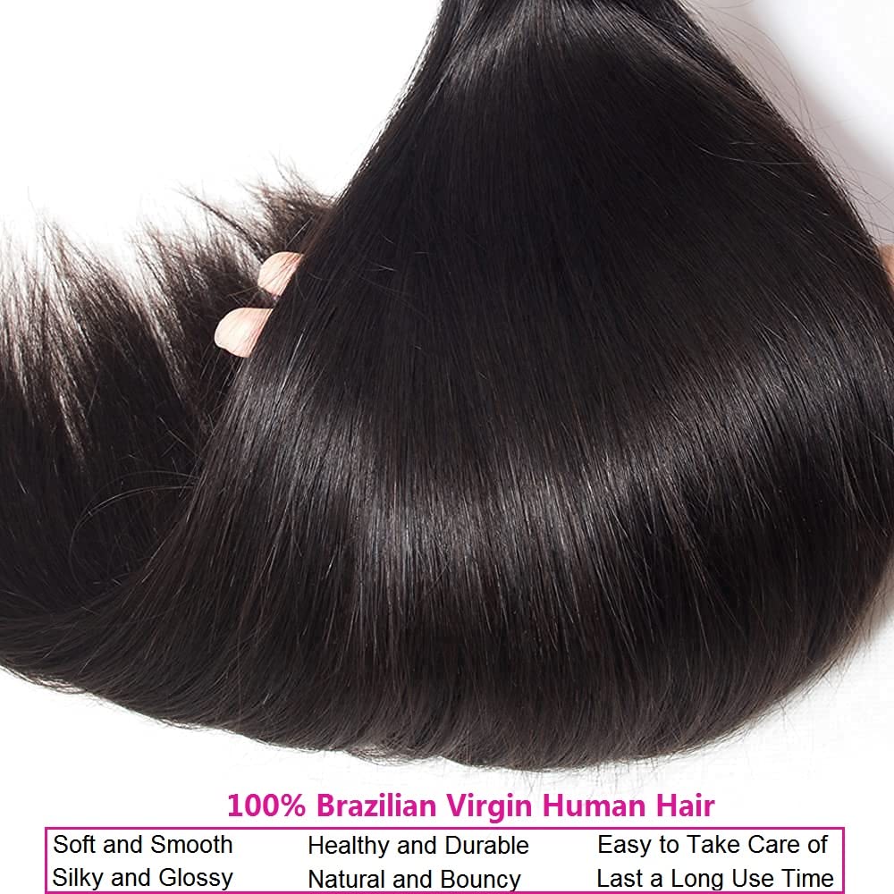 AngelBella Brazilian Straight Human Hair Bundles 12-40 Inch 100% Unprocessed Virgin Straight Weave Bundles Deals Human Hair