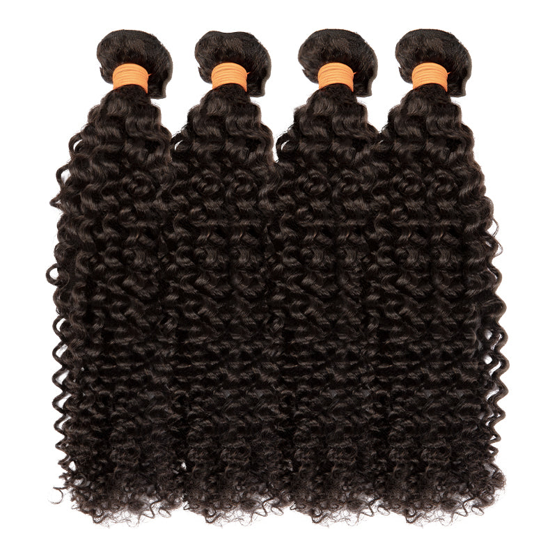 AngelBella Curly Single Bundles Human Hair Brazilian Virgin Hair Jerry Curly Wave Weave One Bundle Unprocessed Hair Extensions Natural Black 1 Bundle 12-40inch 95g/pc